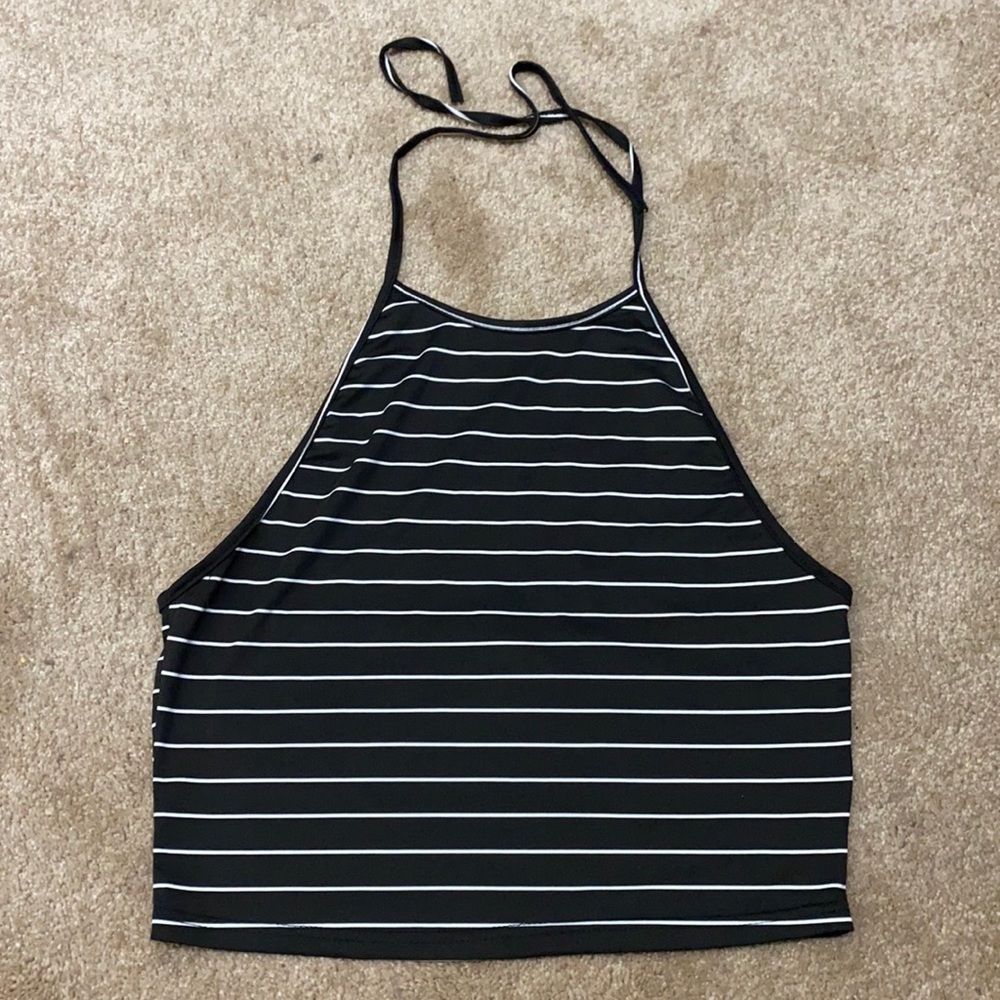 Black & White Halter Crop Top